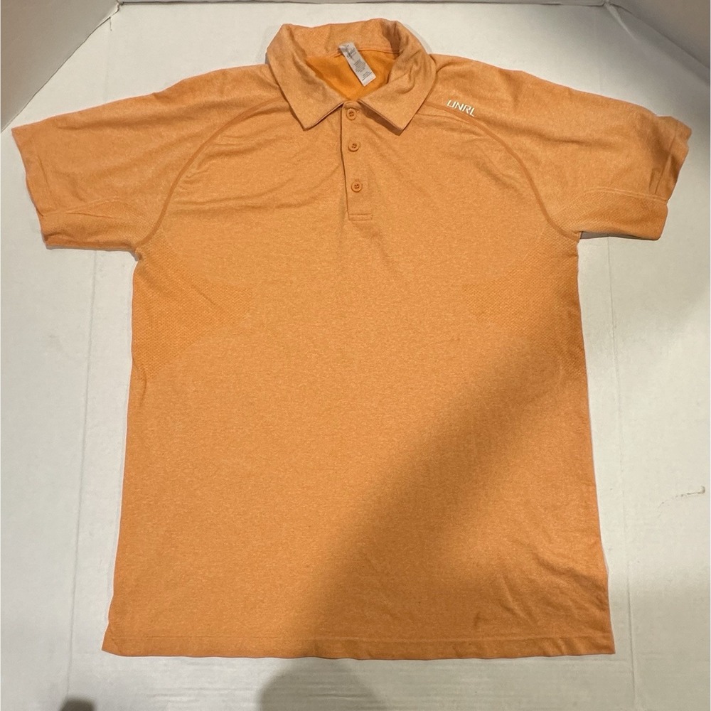 UNRL Pinseeker Golf Polo Shirt Short Sleeve Orange Melon Mens Large